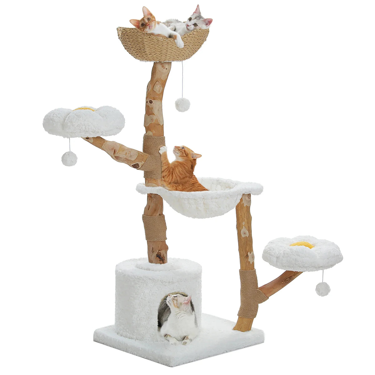 Multi-Level Cat Tree With Sisal Scratching Post And Basket Bed