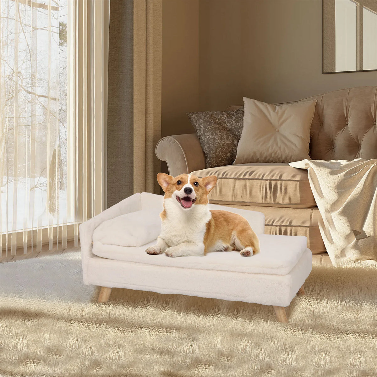 BINGOPAW Elevated Pet Sofa Bed With Waterproof Cozy Cushion