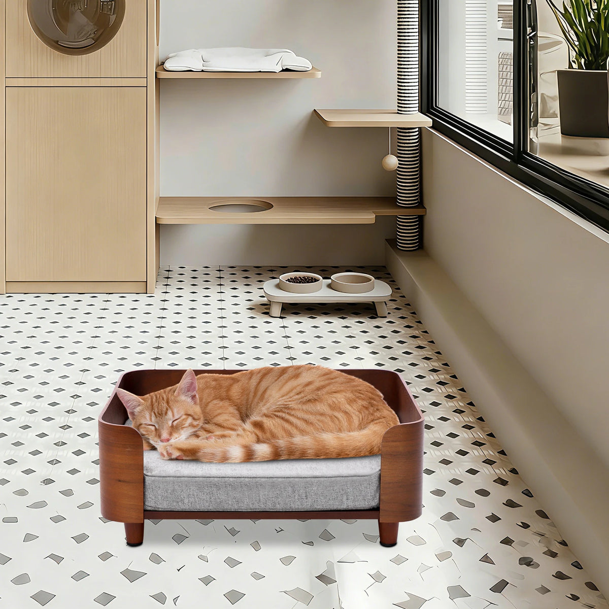 Elevated Pet Sofa Bed With Wood Legs Machine Washable