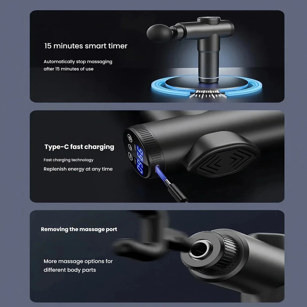 Multi Speed Massage Gun With 8 Attachments Deep Tissue Massager