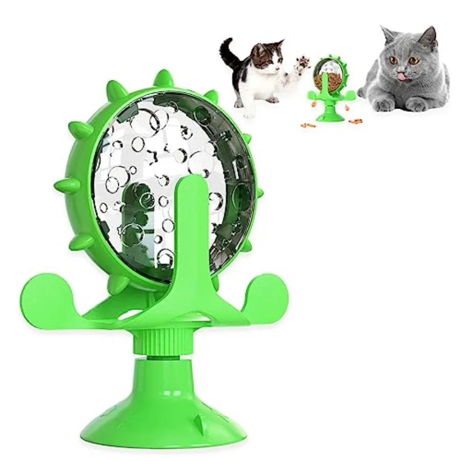 Interactive Cat And Dog Treat Dispenser Toy With Rotating Feeder