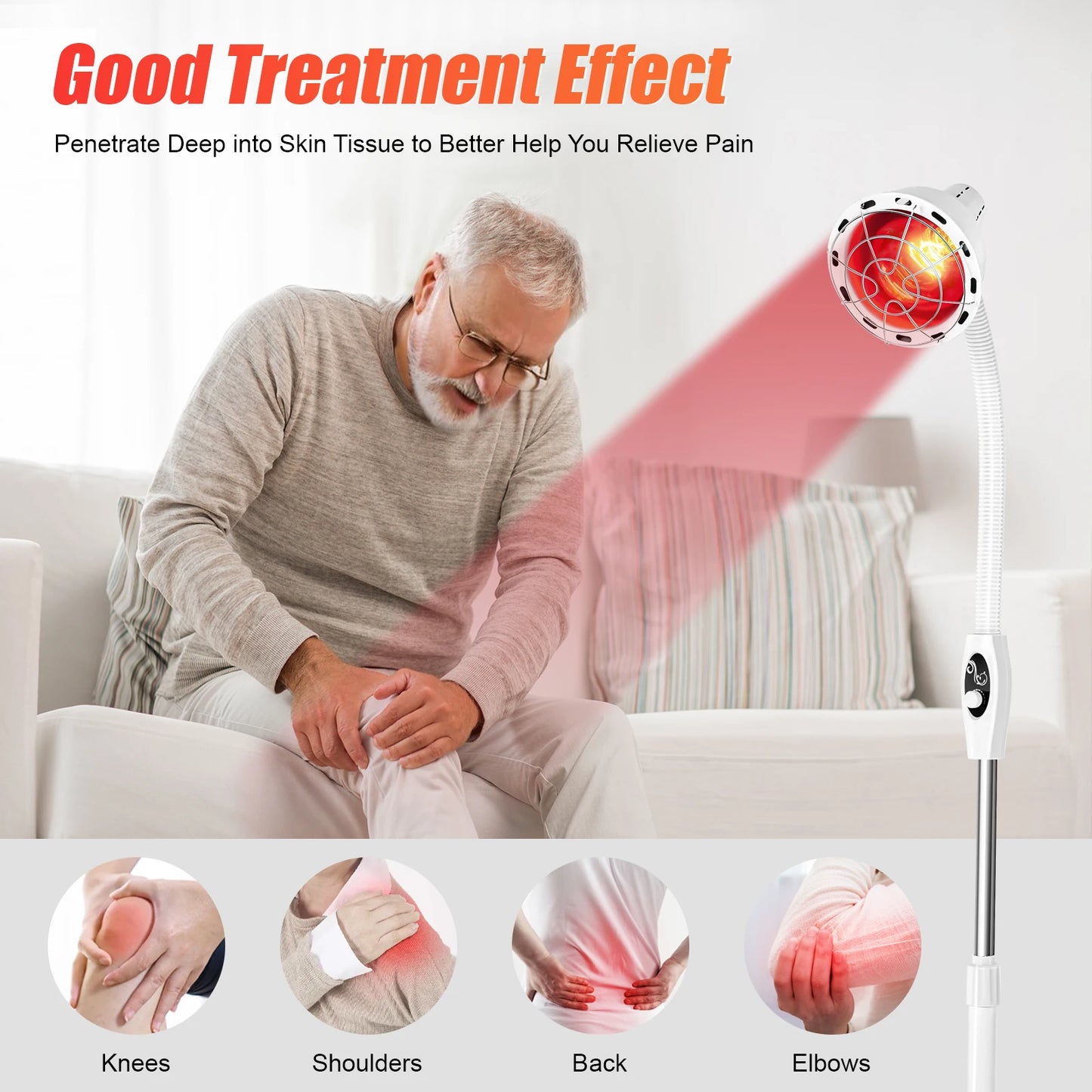 275W Adjustable Infrared Heat Lamp Rotatable for Muscle and Joint Pain