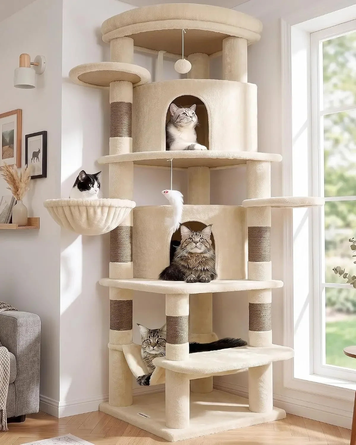 Corner Cat Tree Tower For Indoor Large Cats Four Levels