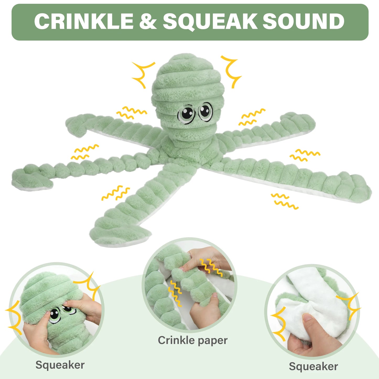 Octopus Design Squeaky Plush Dog Toy For Interactive Chewing