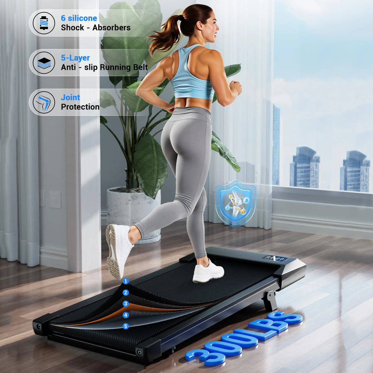 Superun Foldable Under Desk Walking Pad 2.5 HP Quiet Treadmill