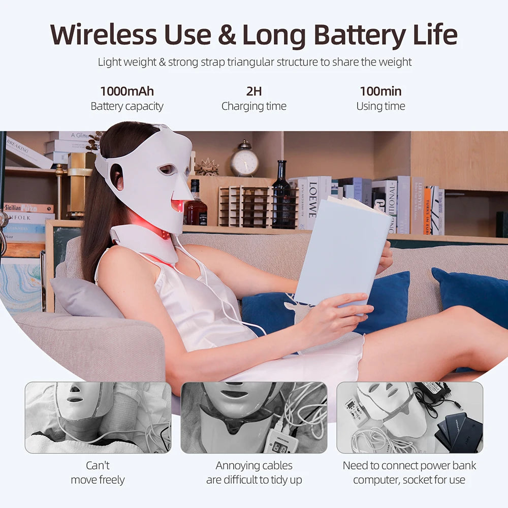 Foreverlily 7 Colors Photon Face Neck LED Mask Silicone