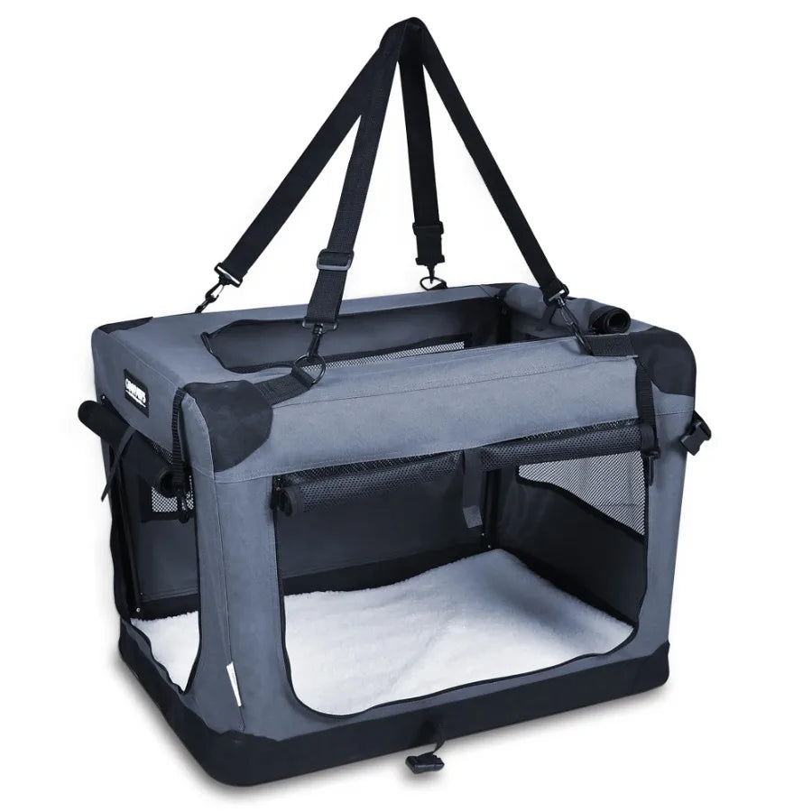 Soft-Pet Crate 3-Door Folding Kennel For Dogs And Cats
