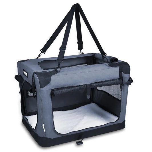 Soft-Pet Crate 3-Door Folding Kennel For Dogs And Cats
