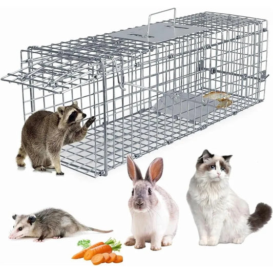 Animal Rescue Cage Galvanized Steel Folding Live Catch Cage Squirrels Rabbits