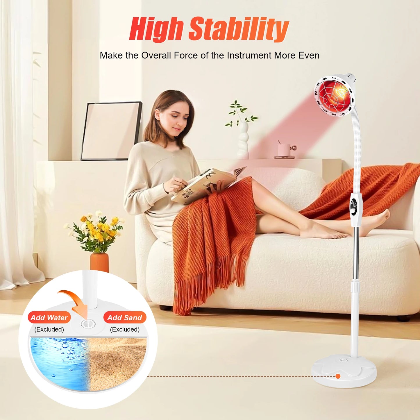 275W Adjustable Infrared Heat Lamp Rotatable for Muscle and Joint Pain