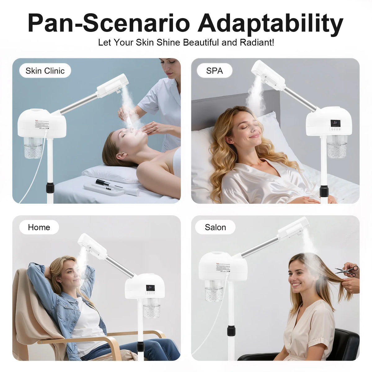 Bymaocar Adjustable Facial Steamer Ozone Steam Machine For Spa Skincare