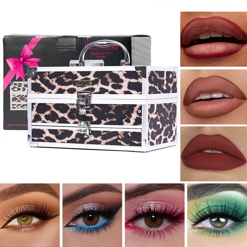 Pro All-In-One Eyeshadow Set, Full Makeup Kit, Professional All-In-One Makeup Kit for Women And Beginners, with Mirror, Eyeshadow, Blusher, Eyebrow Powder, Eyeliner, Cosplay Daily Makeup, for Natural And Glam Looks, Ideal Chr