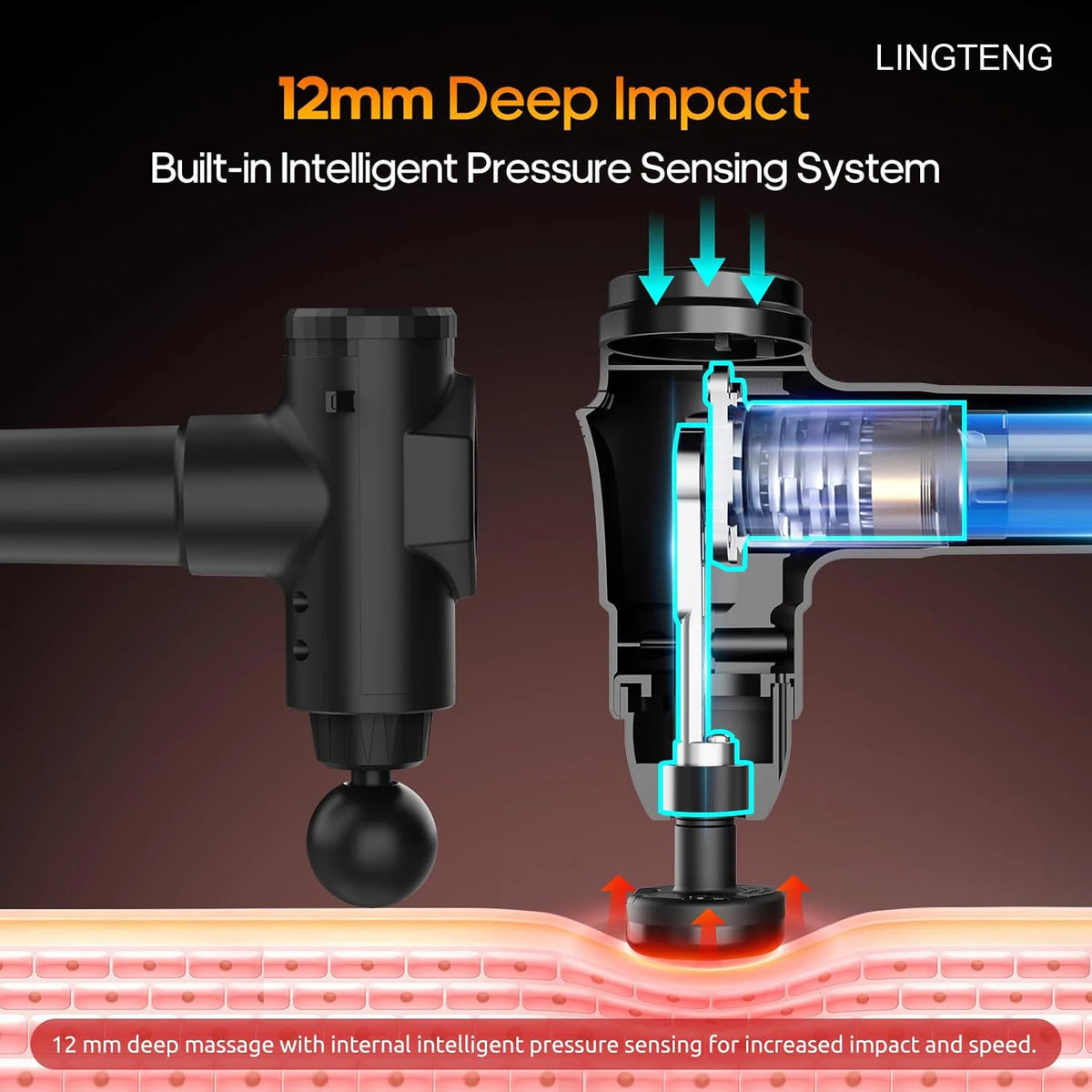LINGTENG Deep Tissue Massage Gun With 7 Heads And Storage Case