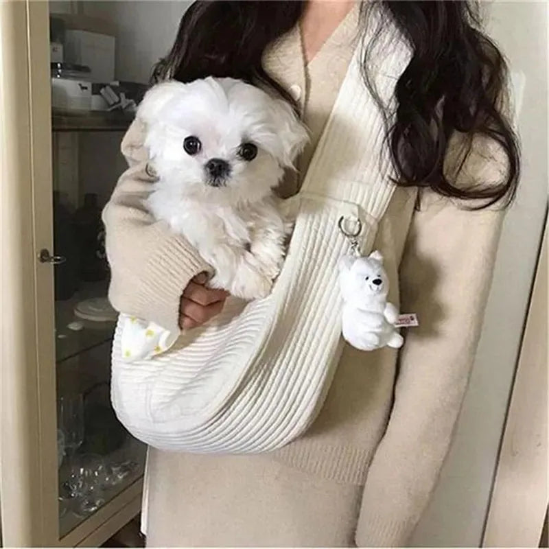 Pet Crossbody Sling Carrier Bag For Cats Dogs Canvas Travel Bag