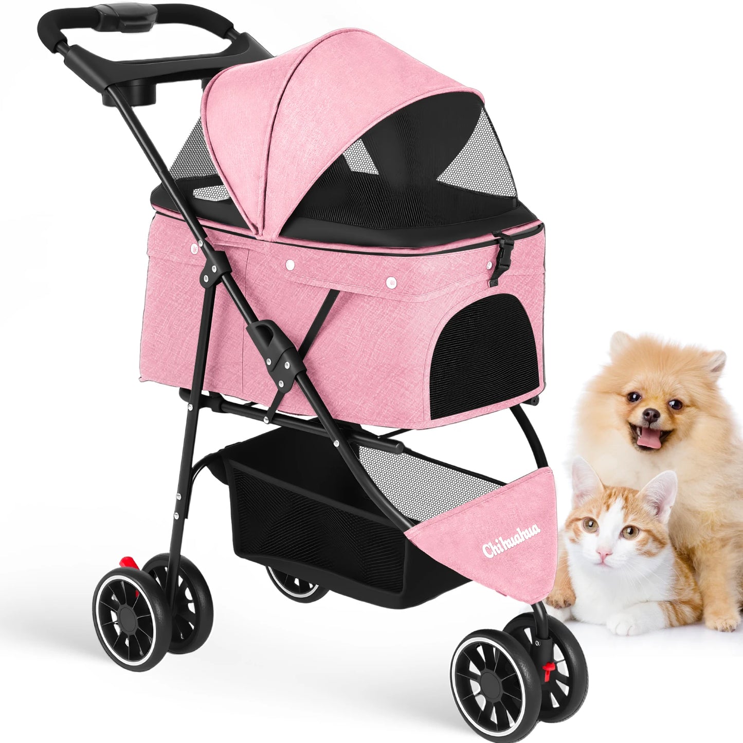 Chihuahua Pet Stroller Foldable for Small Medium Cats and Dogs