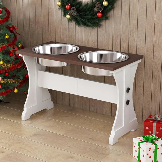 Elevated Dog Bowl Stand With 12 Cup Capacity Farmhouse Style