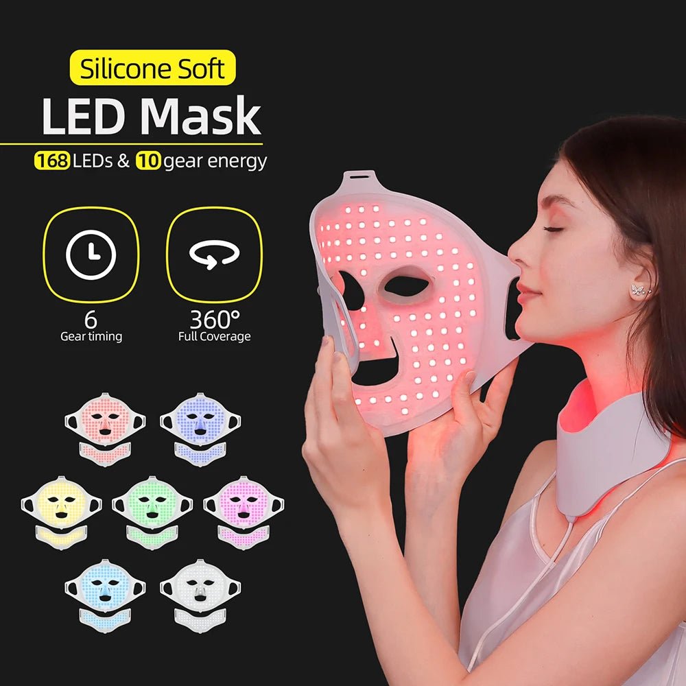 Foreverlily 7 Colors Photon Face Neck LED Mask Silicone