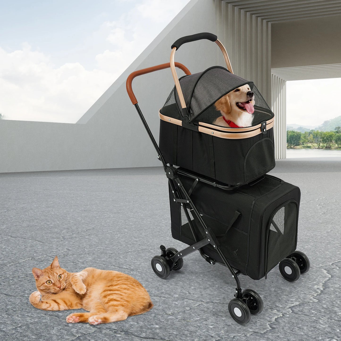 Bymaocar Foldable Pet Stroller for Small and Medium Dogs