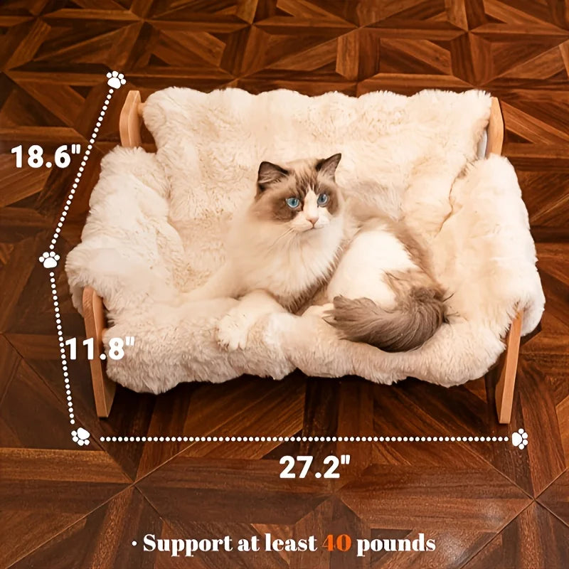 Raised Solid Wood Pet Couch Bed Elevated Cat Sofa Frame