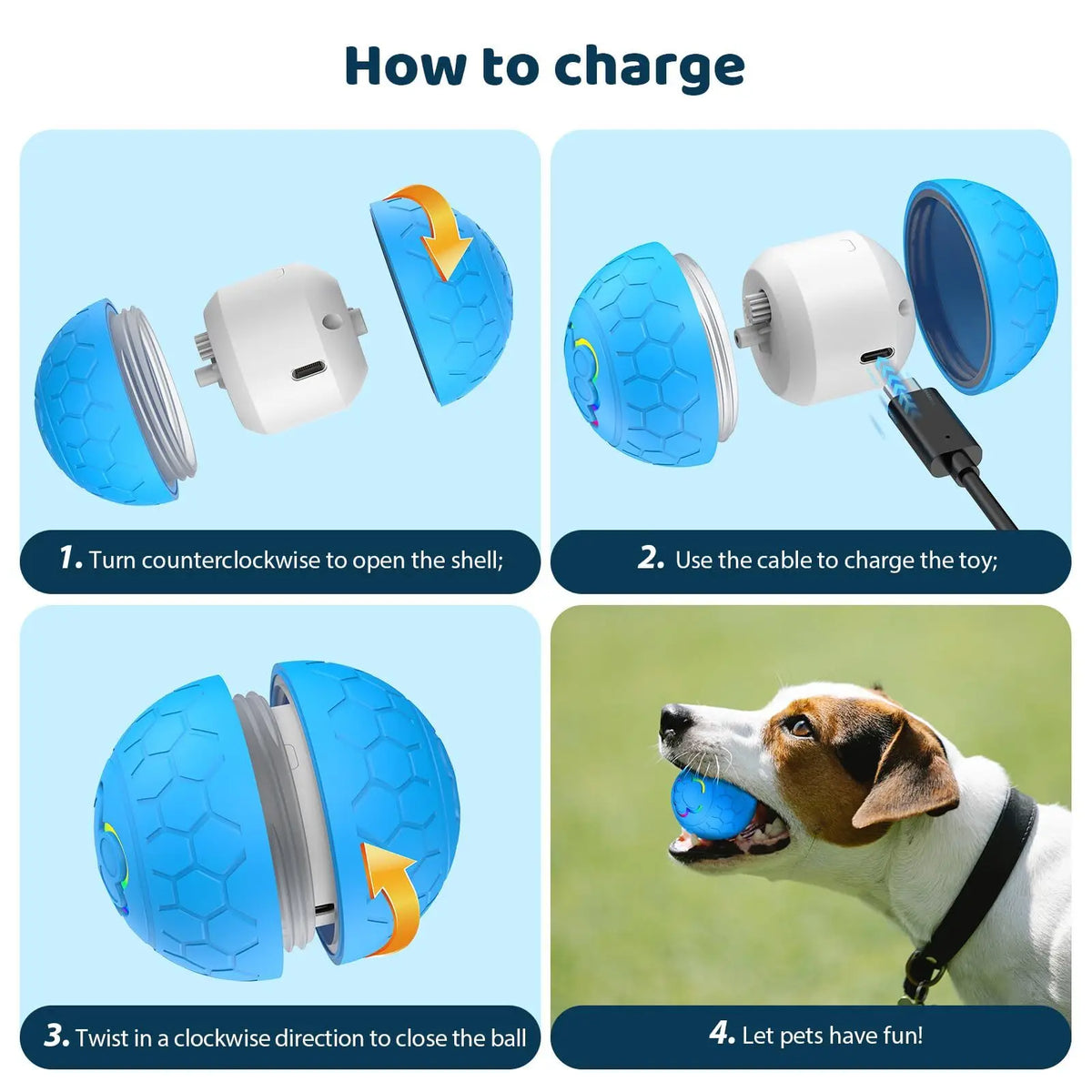 Interactive Electronic Dog Toy Ball USB Automatic Bouncing Rolling