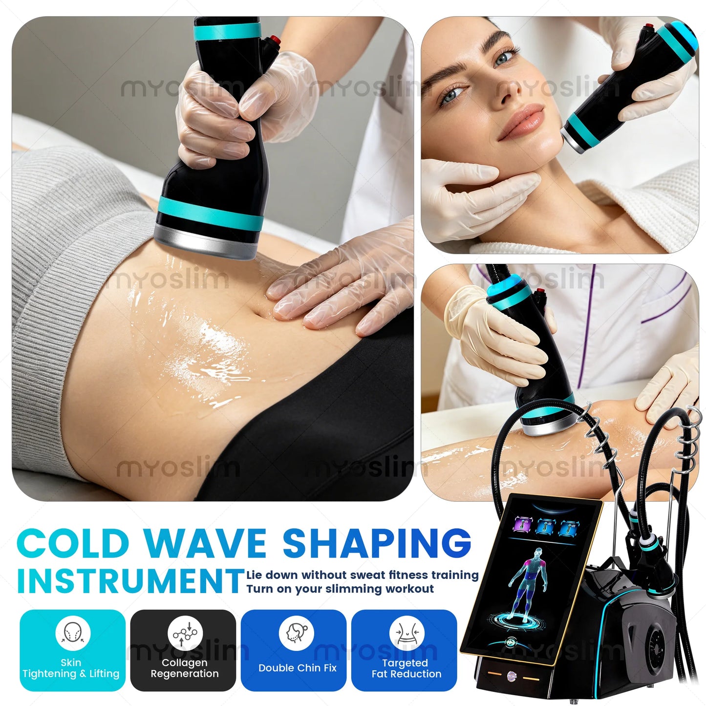 MYOSLIM 3 In 1 Non Invasive Ice Microwave Massage Slimming Machine Fat Reduction