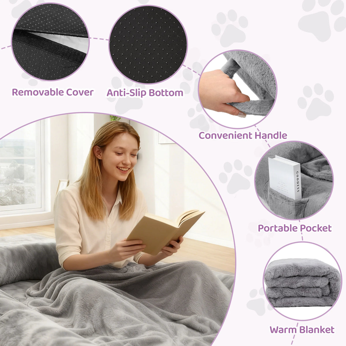 Large Human Dog Bed Orthopedic Faux Fur With Removable Cover