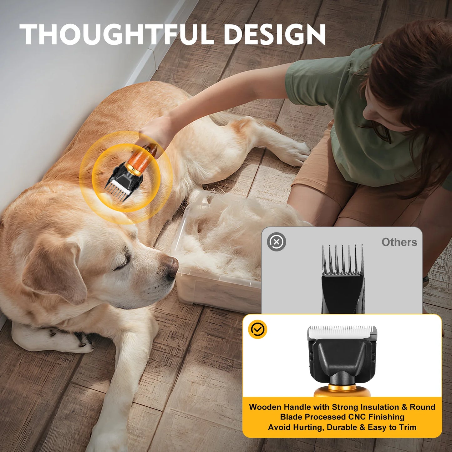Bymaocar Electric Pet Clipper 55W Pro Corded Low Noise Trimmer