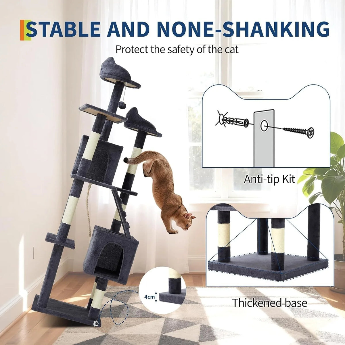 HOSSLLY Multi-Level Cat Tree Tower With Scratching Posts And Hammock