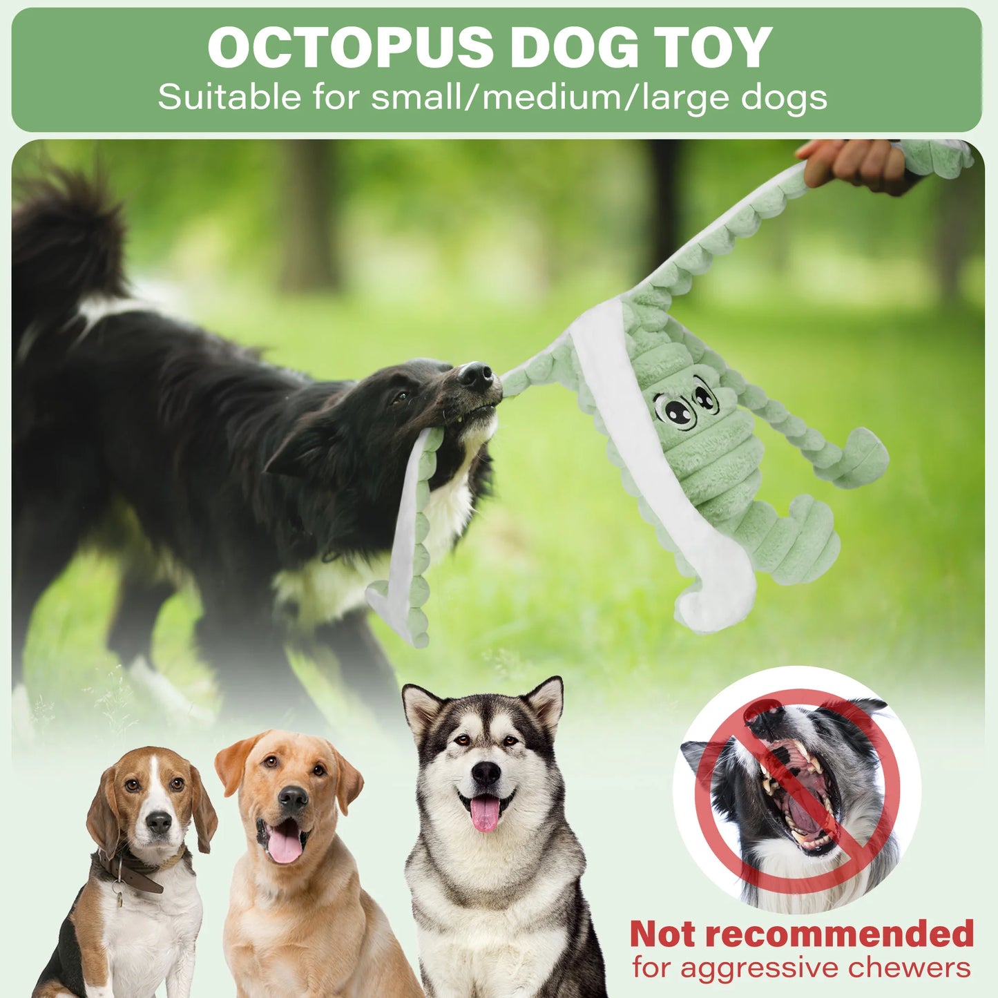 Octopus Design Squeaky Plush Dog Toy For Interactive Chewing