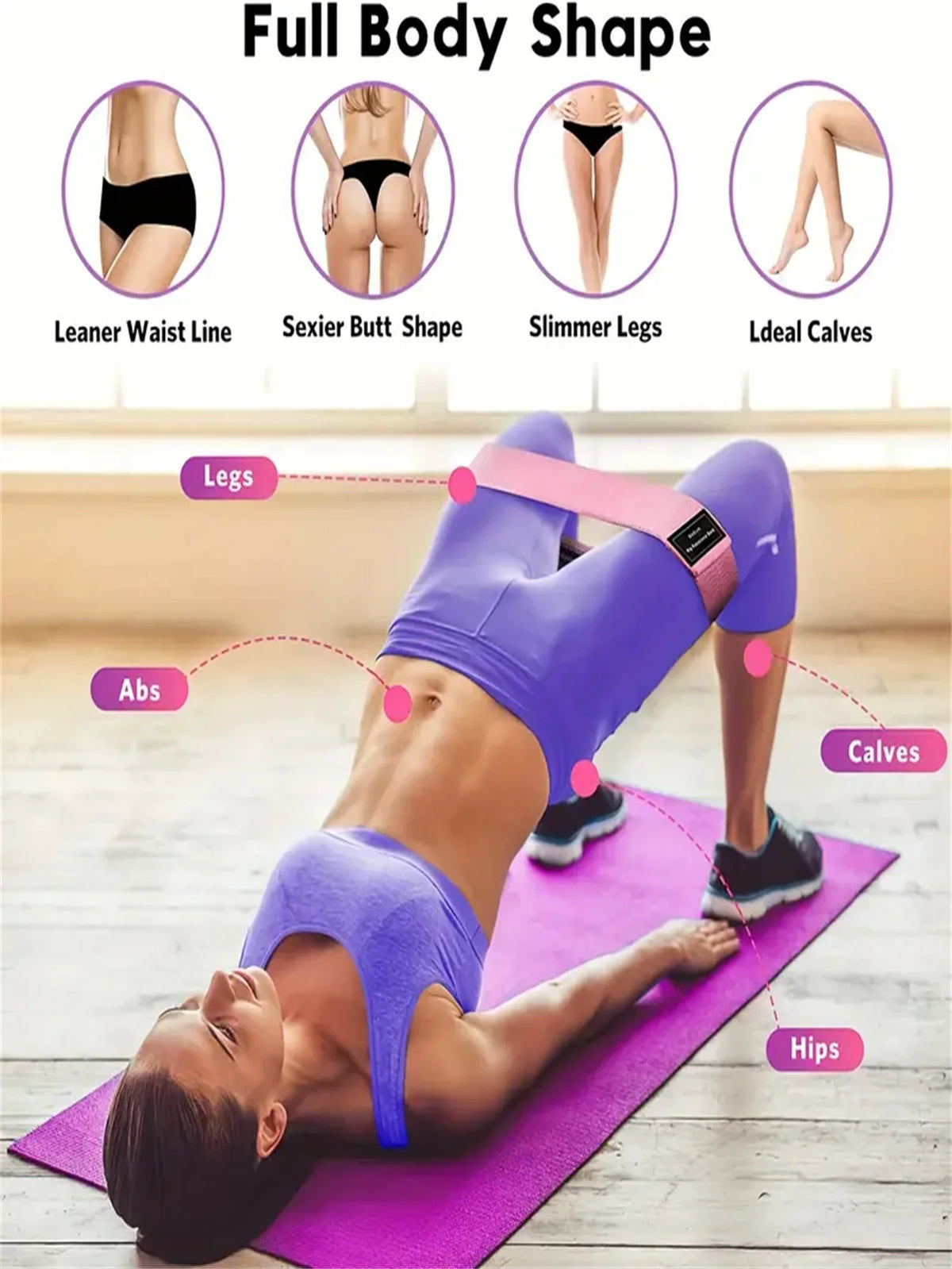 Pilates Yoga Resistance Bands For Legs Booty And Flexibility