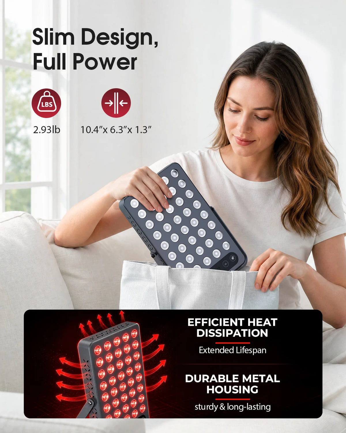 Red Light Therapy Panel, 660nm Red Light & 850nm Near Infrared Therapy, 140mW/cm² High Irradiance, 40-LED 3-Mode Panel with 10/20/40Hz Pulsing, Adjustable Stand & 5–30 Min Timer for Face and Body