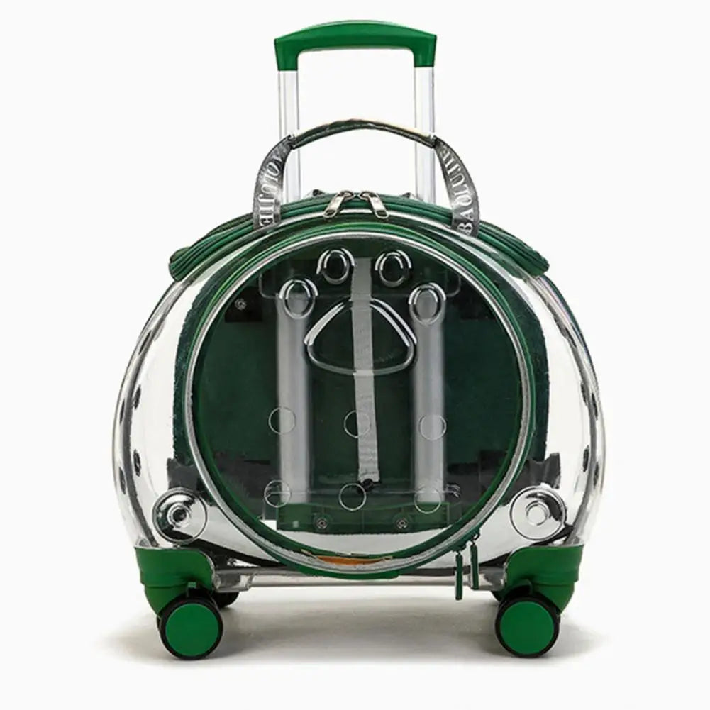 Pet Trolley Case With Clear Ventilation Holes And Silent Wheels Portable