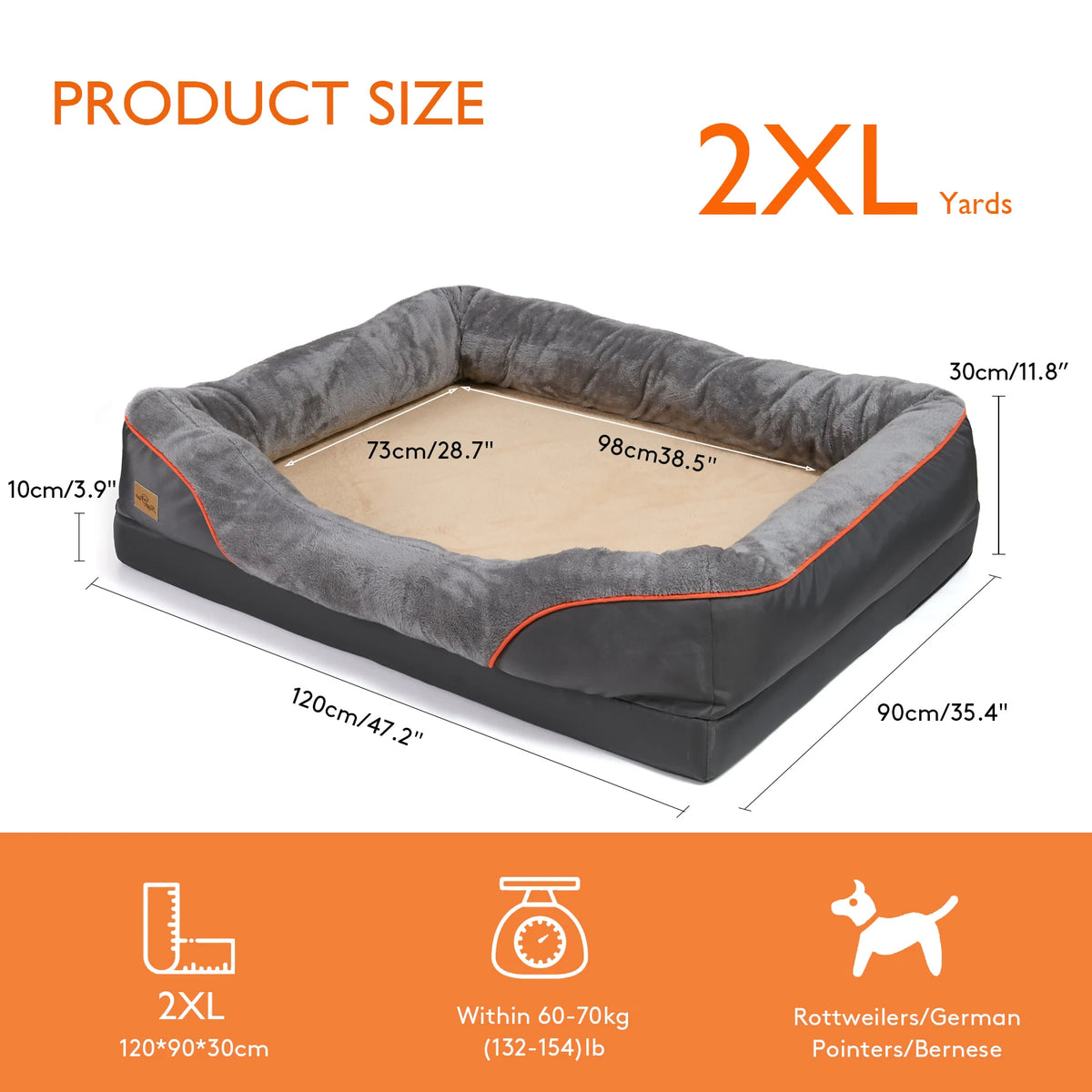 BINGOPAW Waterproof Washable Fleece Dog Bed With Removable Cover