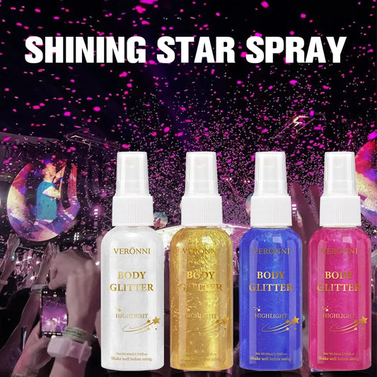 VERONNI Body Glitter Spray Shimmer Highlighter For Hair And Body