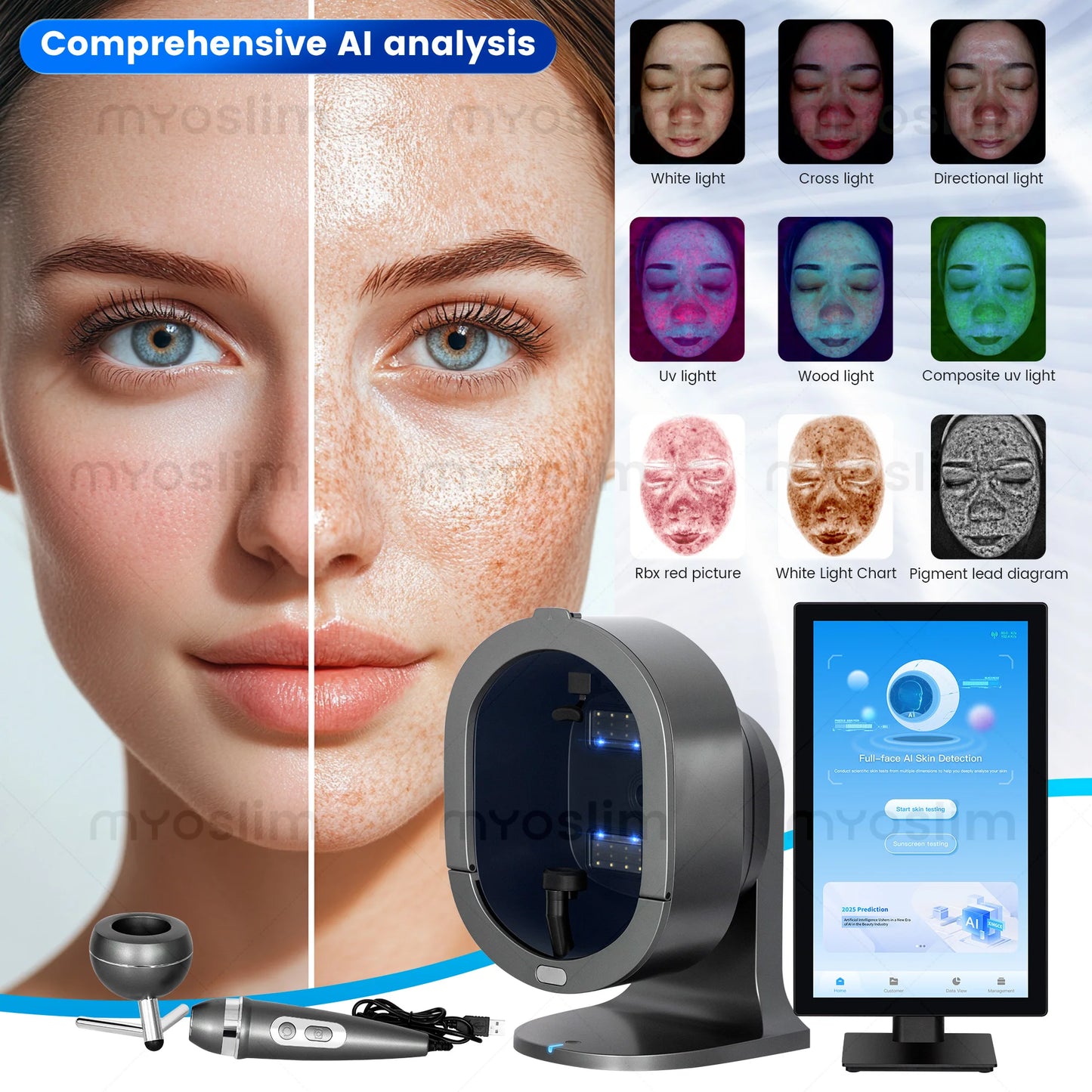 Emszero 3D AI Scalp Hair Analyzer Machine for Hair Salons
