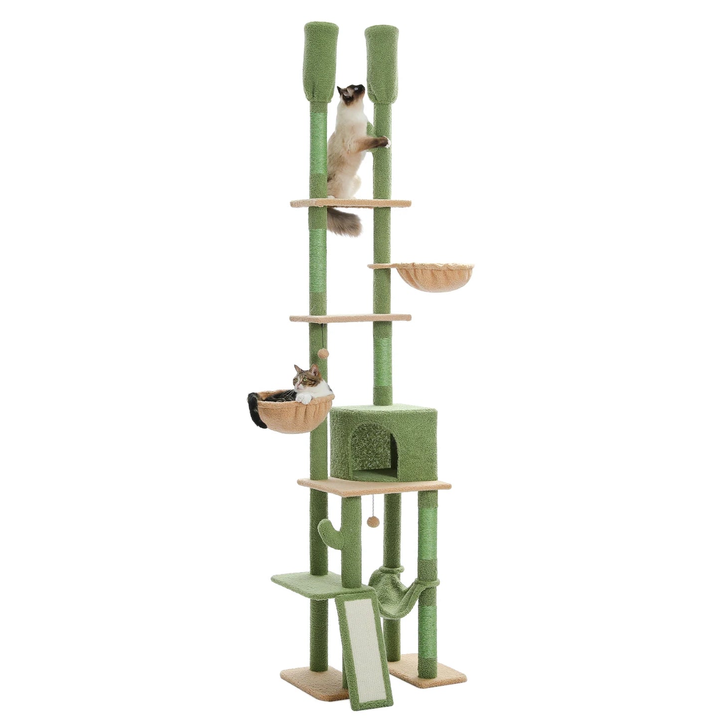 PAWZ Road Cactus Cat Tree Floor To Ceiling Cat Tower Five Tiers Scratching Posts