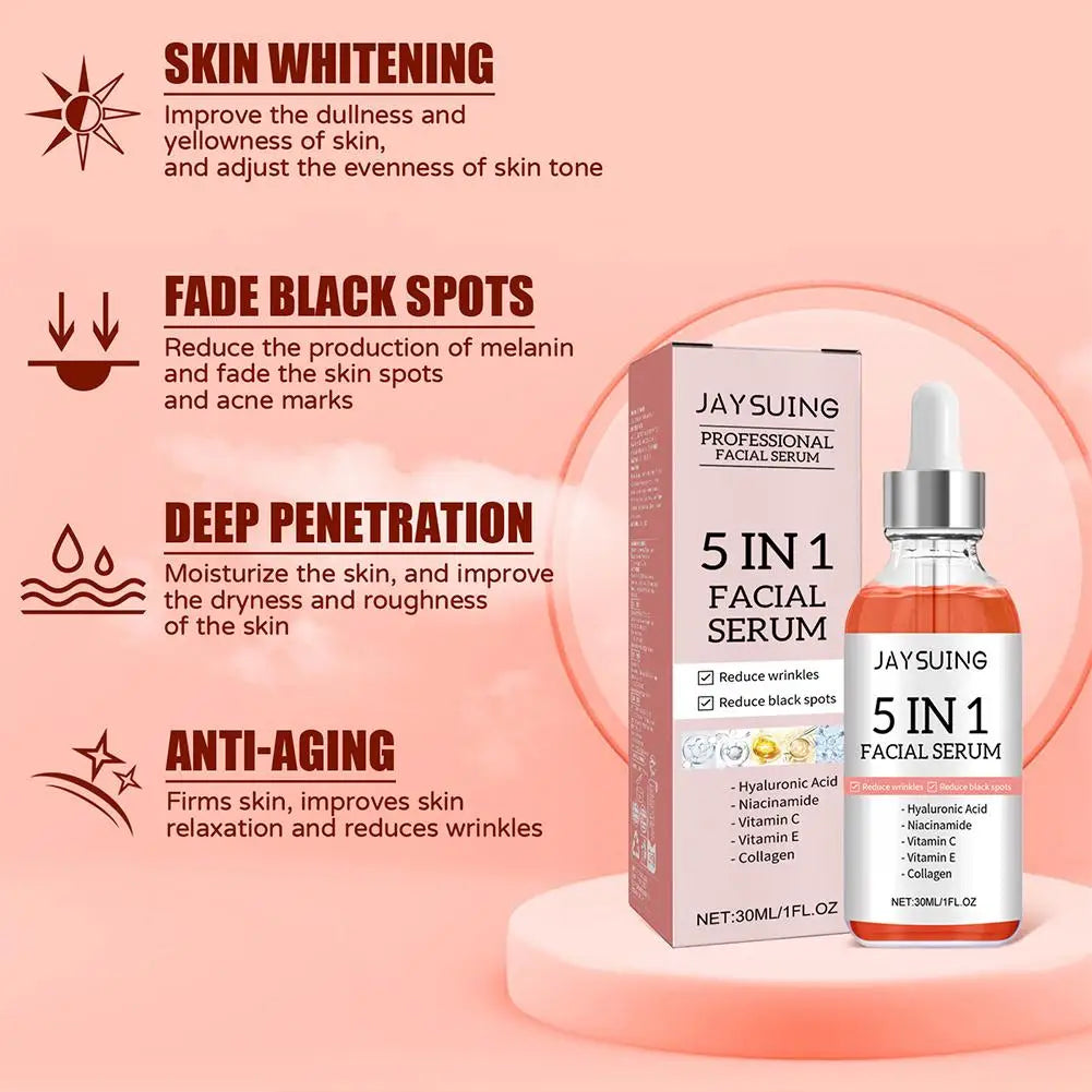 Jaysuing 5 In 1 Hyaluronic Acid Serum Vitamin C Collagen Facial Serum