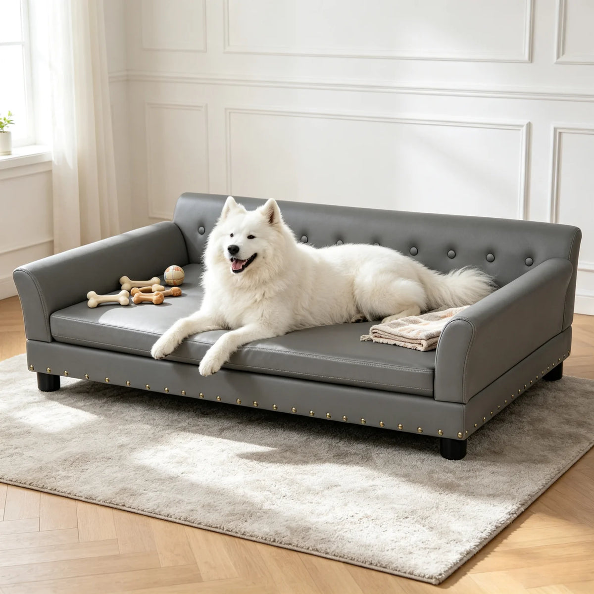 BINGOPAW Elevated Dog Sofa Bed With Waterproof Microfiber Cover