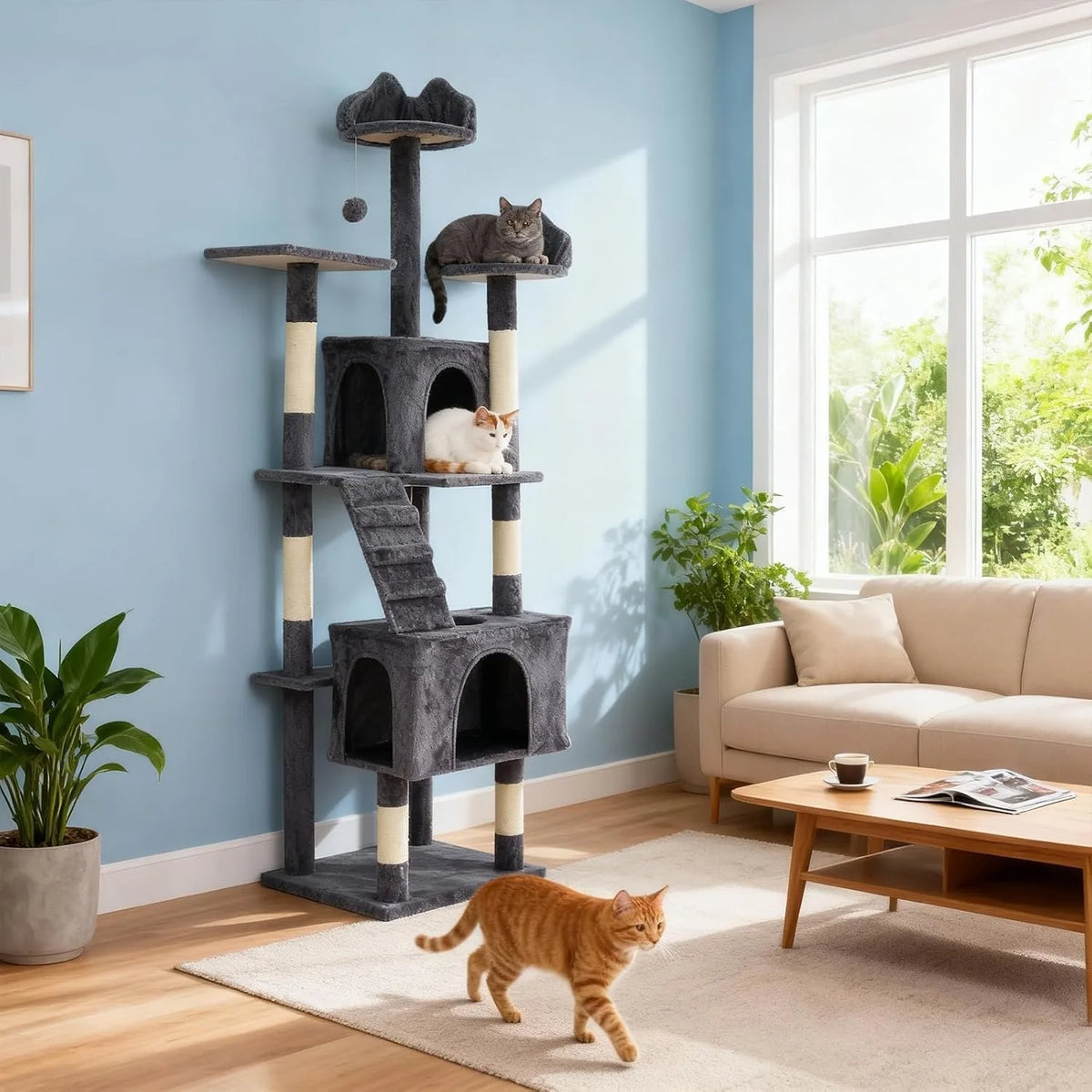 HOSSLLY Multi-Level Cat Tree Tower With Scratching Posts And Hammock