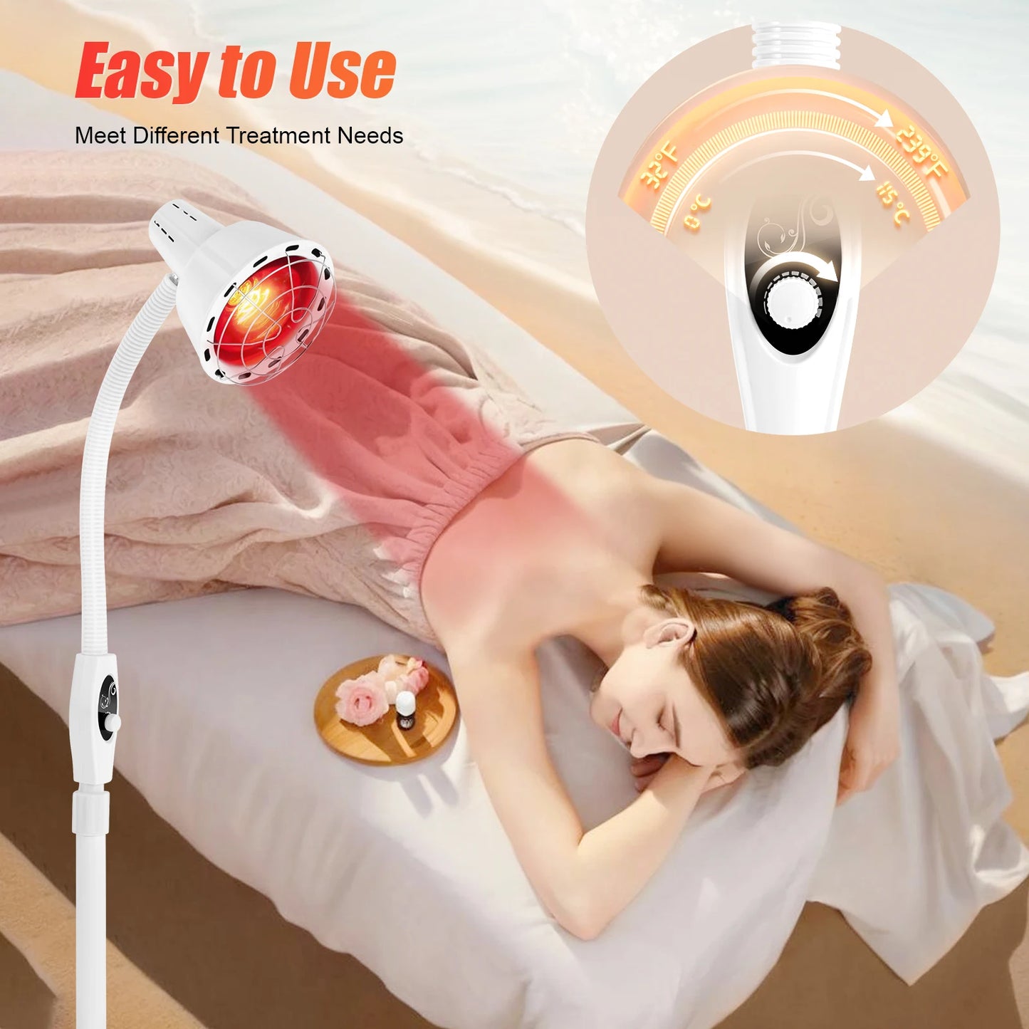 275W Adjustable Infrared Heat Lamp Rotatable for Muscle and Joint Pain