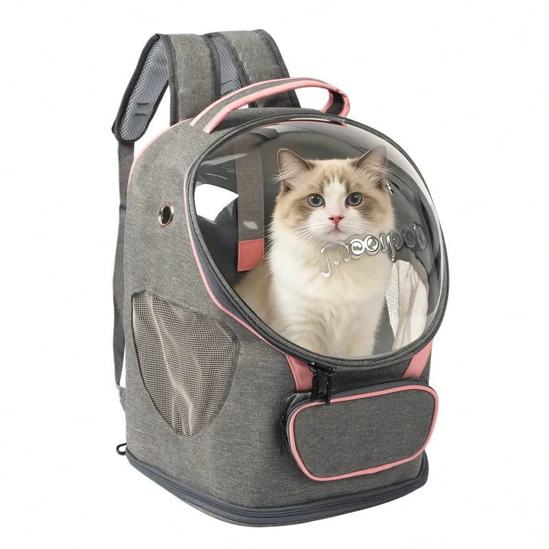 Foldable Breathable Transparent Pet Backpack Carrier For Cats And Dogs