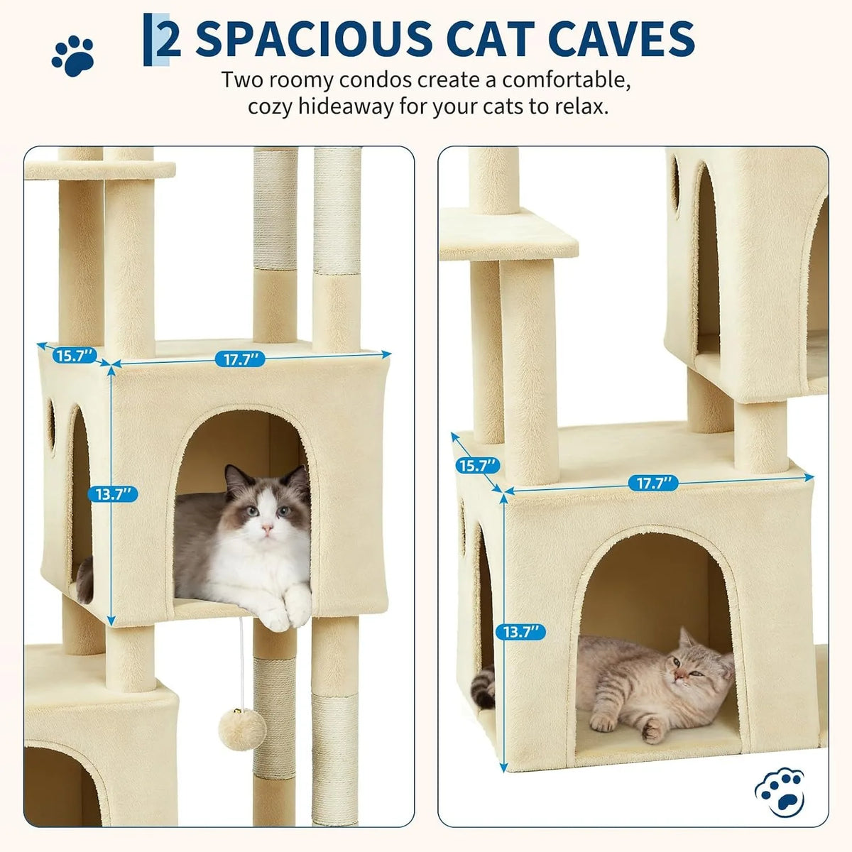 Multi Level Cat Tree Tower With Scratching Posts And Condos