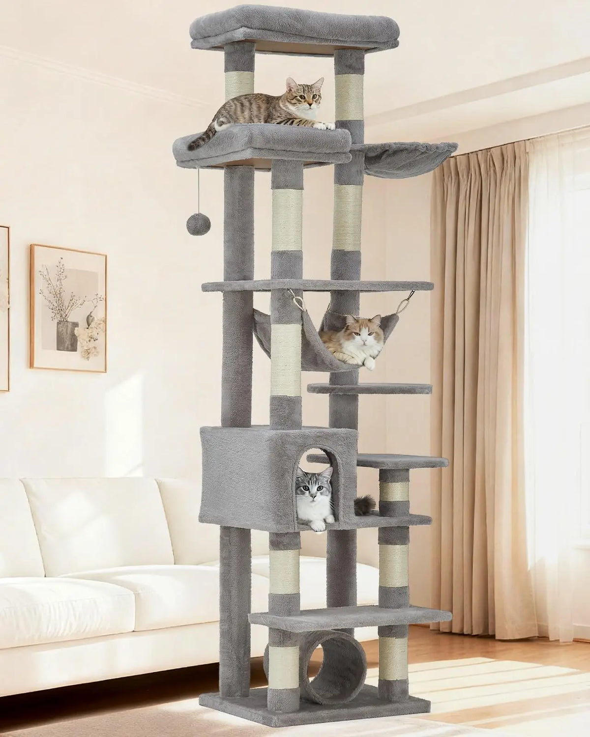 TWISTER CK Large Cat Tree Tower With Hammock And Condo