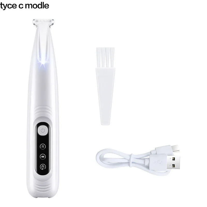 Dog Paw Trimmer With LED Light Waterproof Pet Grooming Clippers