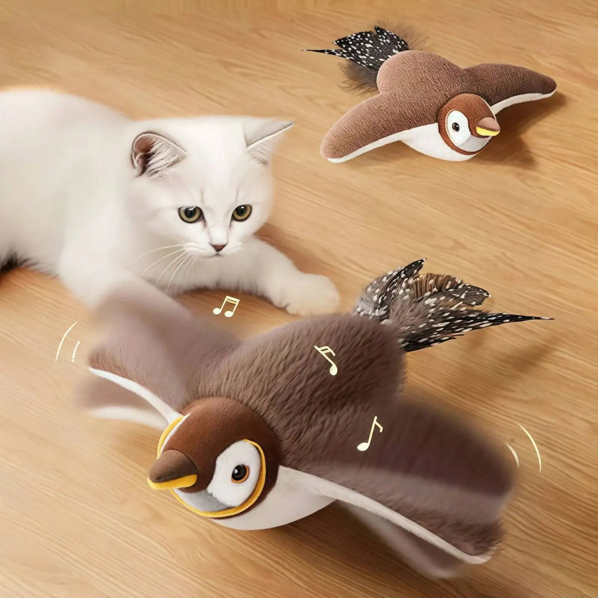 Interactive Rechargeable Chirping Flapping Bird Cat Toy Touch Activated