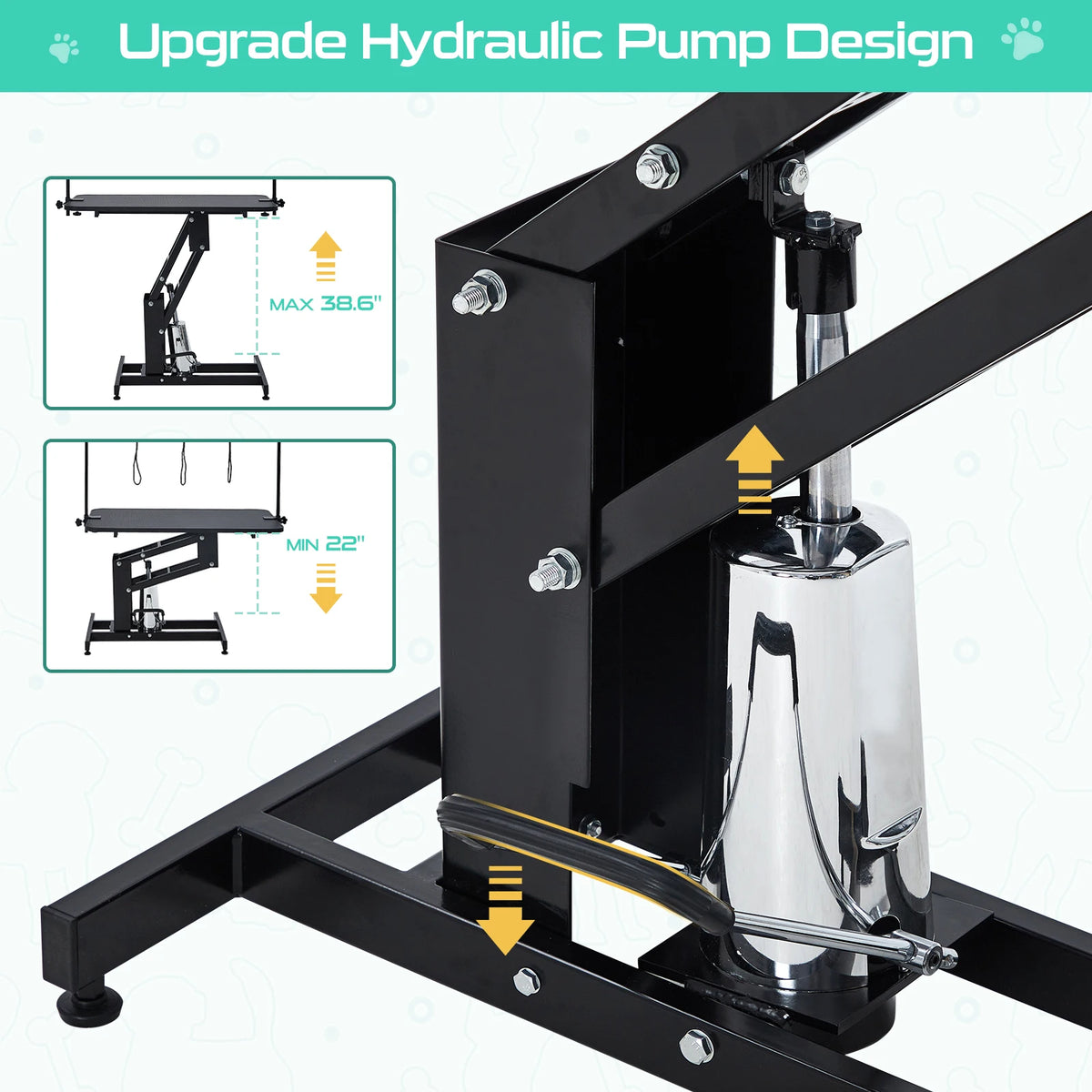 Hydraulic Dog Grooming Table With Adjustable Height And Overhead Arm