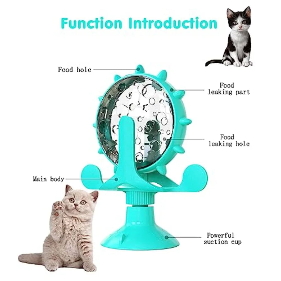 Interactive Cat And Dog Treat Dispenser Toy With Rotating Feeder