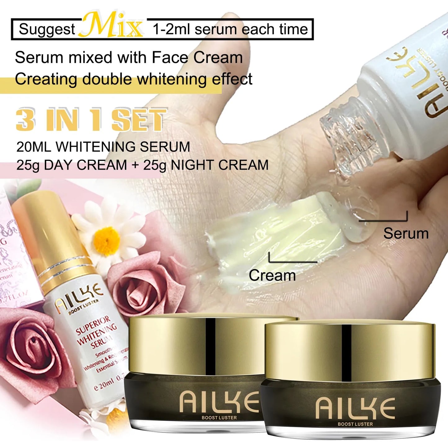 AILKE Whitening Face Cream With Collagen Glutathione For Skin Types