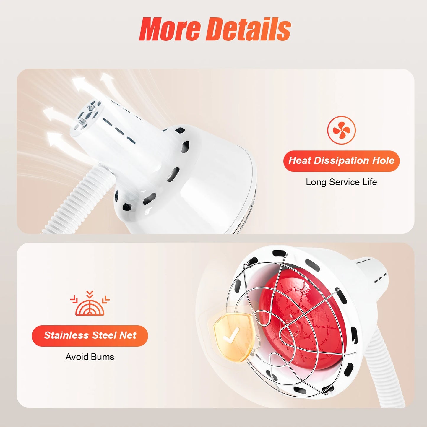 275W Adjustable Infrared Heat Lamp Rotatable for Muscle and Joint Pain