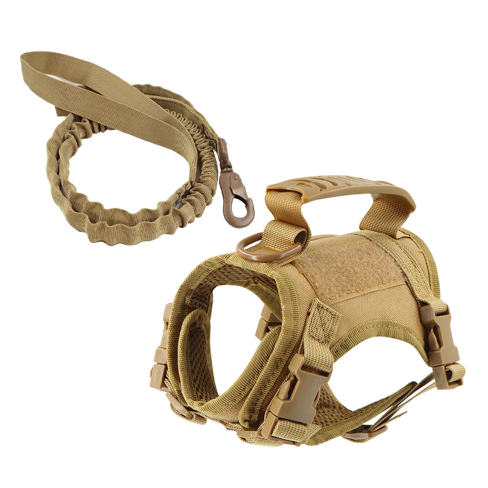 PETRAVEL Tactical Puppy Harness Leash Set For Small Dogs Training